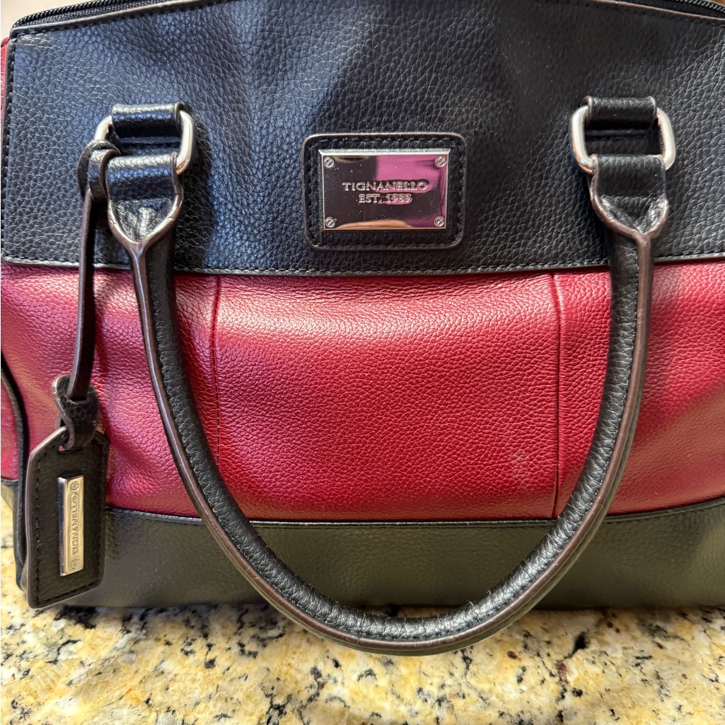 Tignanello Black And Red Satchel